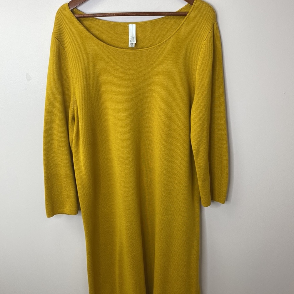 Marla Wynne Mustard Lond Sleeve Sweater Dress/Tunic SZ XL Soft/Comfortable